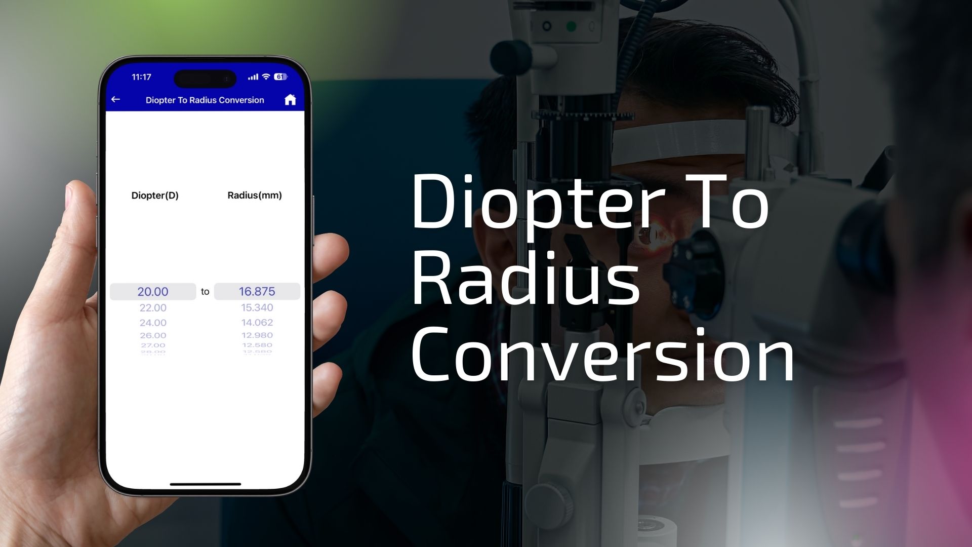 diopter to radius conversion calculator web test image